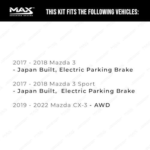 Image of MAX Advanced Brakes - Brake Kit For 2017-2018 Mazda 3 (Electric Parking Brake, Japan Built), 2019-2022 Mazda CX-3 (AWD)| Carbon Ceramic Brake and Rotor Kit Front and Rear| Drilled Slotted Brake Rotors