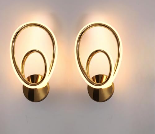 Image of Groeien Pack of 2 |12W | 3 Color LED Nordic Sconce Dual Loop Indoor Home Acrylic Wall Lamp for Bedroom Living Room Corridor Lighting Fixtures Wall Mount(Warm+Natural+Coolwhite)(Dual Loop, 2, Count)