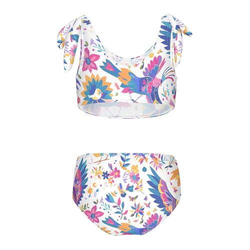 KLL Mexican Otomi Style Girl Two Piece Bikini Sets Scoop Neck Beach Bathing Suit Swimwear2