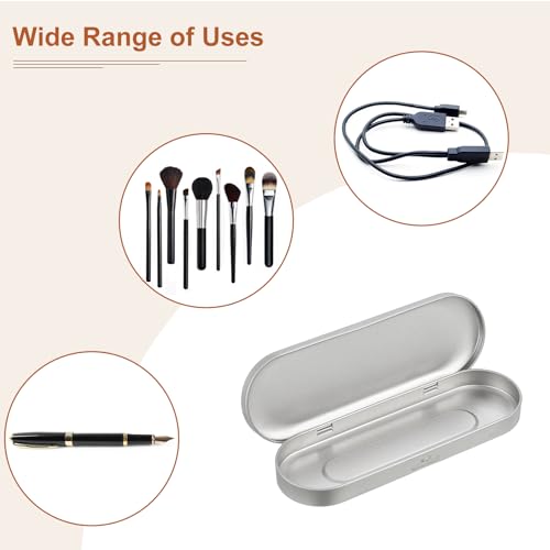 Image of uxcell Metal Tin Box Containers, 6.9x2.4x0.7 Inch Silver Rectangular Empty Hinged Tins Box Home Organizers for Pen Makeup Brushes