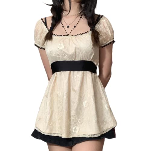 Image of Fairy Grunge Y2k Shirts Vintage Crop Tops Short Sleeve Girls Slim Fit Tees
