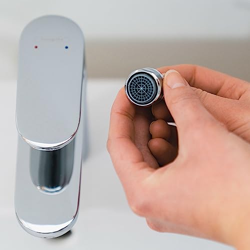 hansgrohe wassersparender Luftsprudler Wasserhahn, mit Durchflussbegrenzer 5 l/min, 2 Stück, M24x1, Strahlregler, Perlator für Wasserhähne, 13182000