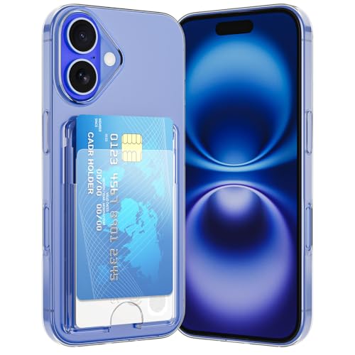 DEVASO Cover per iPhone 16 Custodia Trasparente con Porta Carte，Portafoglio Custodia Protettiva in Silicone Sottile Morbido TPU Anti-Graffio Tasche Case per 2 Carte