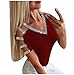 Produktbild TWBB Sexy Schulterfrei Oberteil Kurzarm Bluse Damen Elegant V-Ausschnitt Glitzer Pailletten Blouse Bling Patchwork Einfarbig T-Shirt Hemd
