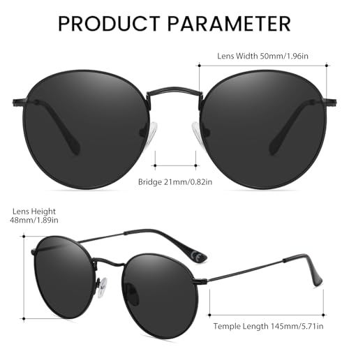 DUCO Retro Round Polarized UV400 Sunglasses for Men Women Vintage Polarized Sun Glasses Classic Vintage Shades DC30483