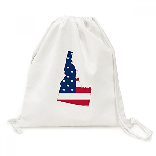 Sac à dos à cordon Idaho en toile avec drapeau américain pour voyage