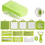 Picador de verduras multifuncional 10 en 1 de acero inoxidable, apto para ensaladas, salteados y más
