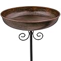 OUISJYER Small Metal Bird Bath for Outdoors, 10" Dia Bowl with Stake Birdbaths Garden Yard Lawn Decor 0.4 Gallon