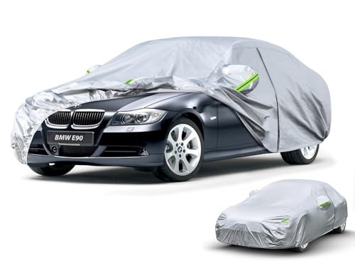 Image of Kaugung Car Cover Custom fit BMW 3 Series E92 (2006-2013), 6 Layers Windproof All Weather Waterproof Outdoor Cover Sun Rain UV Dust Snow Protection. Silver