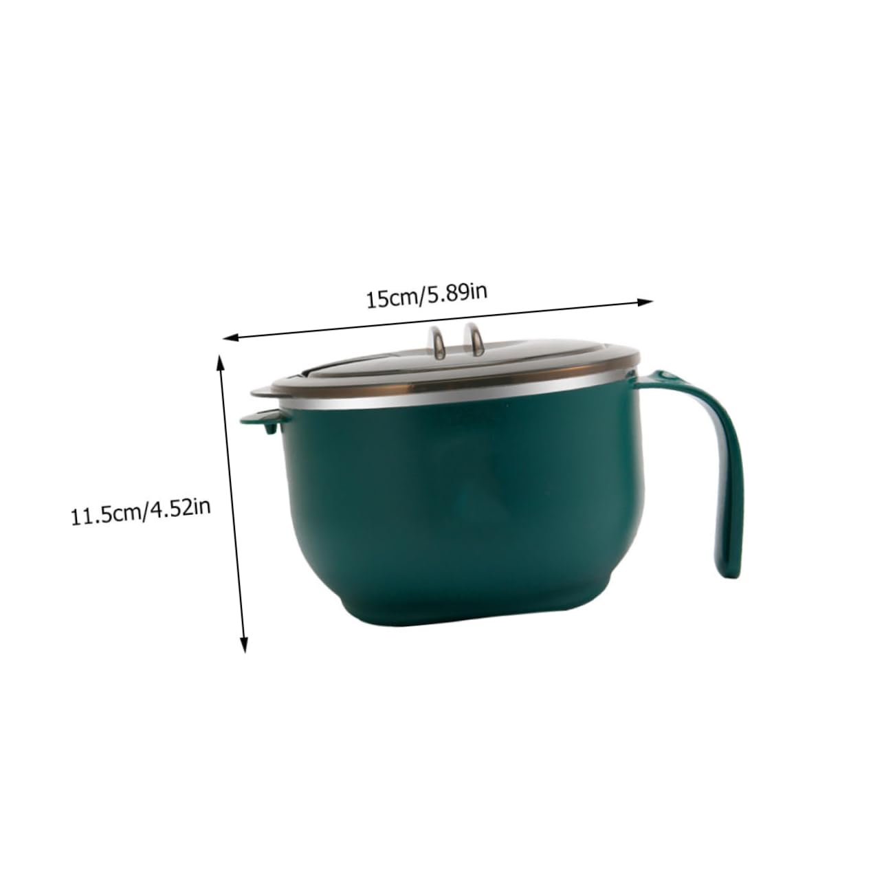 PRETYZOOM 1Pc Green Stainless Steel Noodle Bowl with Lid Scald Food Serving Container for Home Cooking Outdoor Camping and Family Gatherings