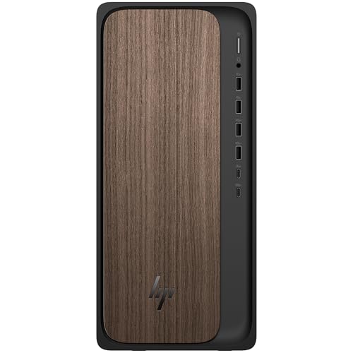 HP OmniDesk AI Tower Desktop PC | Intel® Core™ Ultra 7 265 Processor | 16GB DDR5 RAM | 1TB SSD | Intel® Graphics | Windows 11 Home | Dark Wood and Jack Black | M03-0003sa