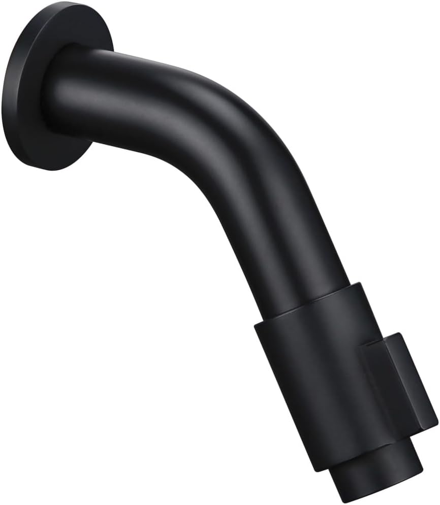 Solid Brass Wall Mounted Mat Black Color Basin Faucet Bathroom Accessories Cold Water Single Handle Round Taps