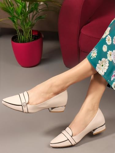 Image of Carlton London Women Comfortable Block Heel Pointed Toe Fashion Pump Shoes for Daily use, Office use, Casual use