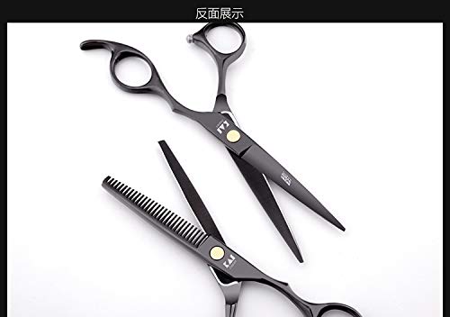 Tijeras de peluquería Tijeras de adelgazamiento de corte de peluquería de Japón, color negro, tijeras de peluquería con estuche Set de tijeras de peluquería (UnitCount : Five sets)