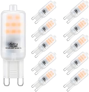 G9 2W LED Lamp, 140-200 Lumens, 3000k Warm White No Flickering LED Bulbs, Non Dimmable 360 Degrees Angle, Replacement 20W G9 Halogen Bulb, 10 Pack [Energy Class F]