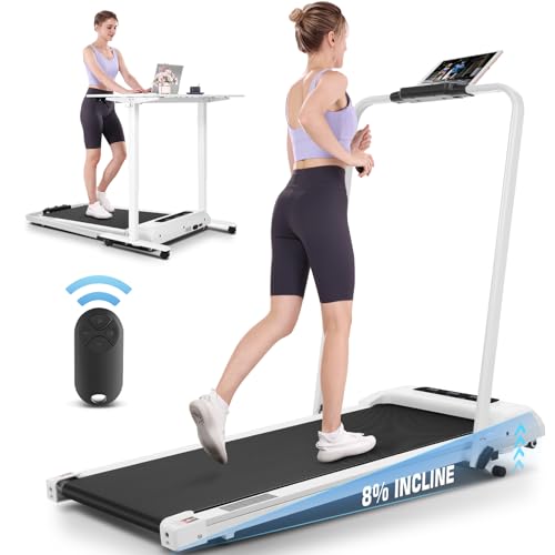 Image of Foldable Treadmill with Incline-Walking Pad with Handle Bar-Portable Walking Pad Treadmill 350+ lb Capacity-Under Desk Treadmills, 4 in 1 Running Machine LED Display /Dual Control