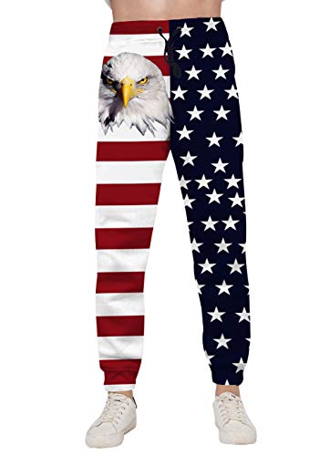 Loveternal Unisex Graphic Pants For Men Stripe Joggers Women American Festival Flag Sky King Pants 4Th Of July Unisex Novelty 3D Jogger Sports Sweatpants Soft Yoga Joggers Teen Slim Fit Pants #TOP16