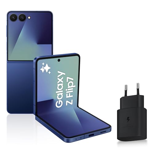 Samsung Galaxy Z Flip7, Smartphone Android 5G avec Galaxy AI, 256 Go, Chargeur Secteur Rapide 25W Inclus, Smartphone déverrouillé, Bleu Nuit, Version FR