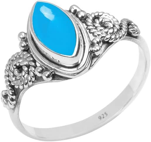 Anillo de piedras preciosas, anillo de declaración de plata de ley 925 para mujeres y niñas, regalos de Navidad, tamaño EE. UU., joyería hecha a mano