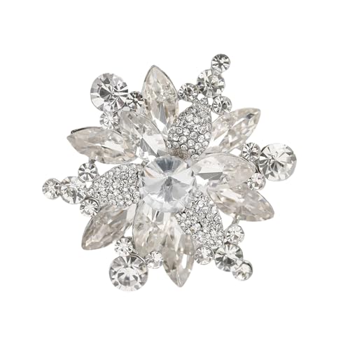 Delicate Florals Crystals Brooch Alloy Accessory for Weddings Parties Secure Fastening Long Time Wear Fashionable Florals Brooch