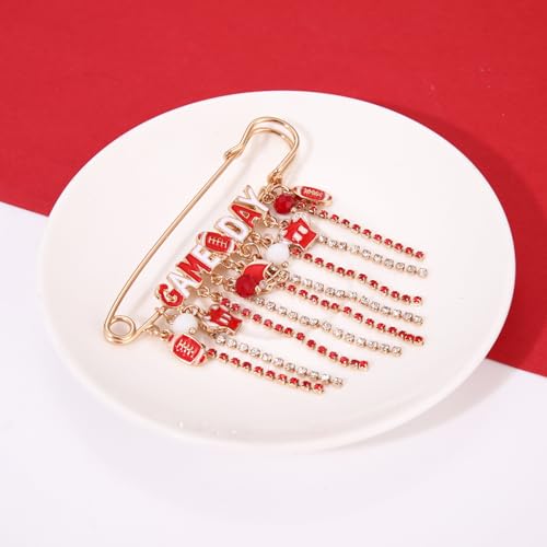 Image of Game Day Brooches for Women Football Brooch Pins Touch Down Brooches Red Black Blue White Team Spirit Accessories Game Day Outfits Football Jewelry Party Favor Gifts
