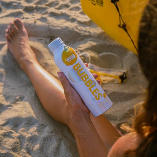 Image of JUST Bubbles Lemon - Pure Premium Sparkling Spring Water in a Fully Recyclable Reusable Eco-Friendly Bottle - 100% Mountain-Sourced Carbonated Water with Naturally Occurring Minerals, 16 Fl Oz (Pack of 12)