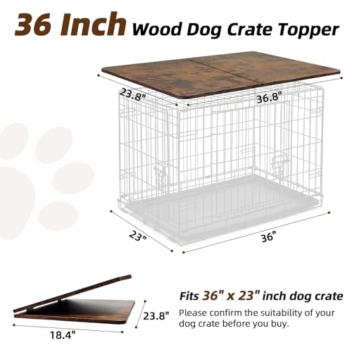 Dog Crate Topper Wood Countertop for 36 Inch Dog Cage, Dog Crate Table Topper Collapsible Dog Kennel Topper (Rustic Brown, 36 Inch) - Image 3