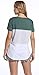 Womens Crew Neck Short Sleeve Tees Color Block Striped T-Shirt Casual Loose Fashion Tee Tops Green
