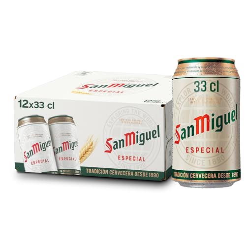 San Miguel Especial Lager, Pack 12 Latas x 33cl, Cerveza Premium Española, Calidad Tradicional y Sabor Refrescante, 5.4% Volumen de Alcohol