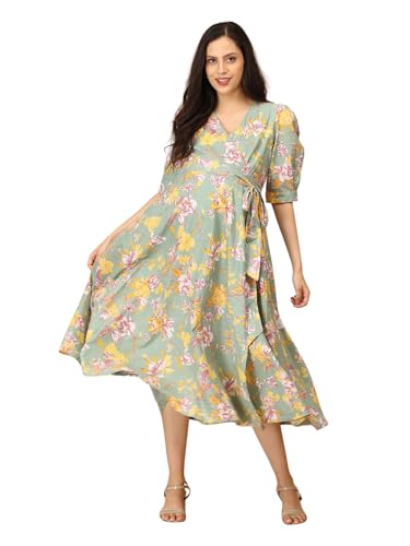 Image of The Mom Store Maternity and Nursing Wrap Dress for New Mom | Pre and Post Pregnancy Wear for Womens | Trendy Stylish Printed Friendly Dresses for Women | Comfortable