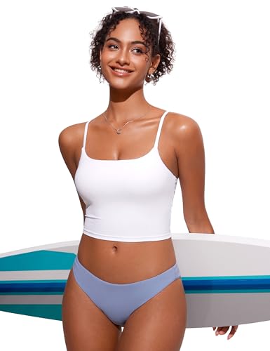Image of CRZ YOGA Low Waisted Bikini Bottoms | Mid Cut Leg, Medium Bum Coverage, Full Lining, Swim, Bathing Suit Briefs for Women