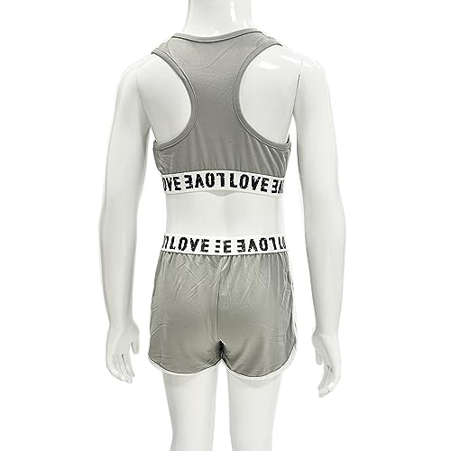 Image of TACKTIMES 2Pcs Girls Sleeveless Crop Top with Shorts Outfit Set for Athletic Leotard Dancing Swimming Gymnastics Dancewear