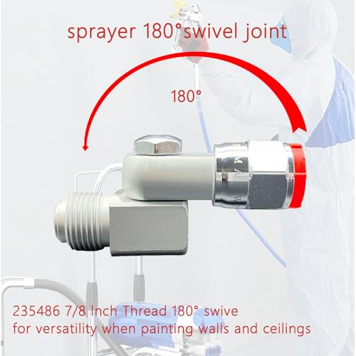Image of (2pack) 235486 Airless Paint Spray Gun Swivel Joint | Compatible with Graco Sprayers Gun Accessories 7 /8 inch Thread 180 Degree Rotation