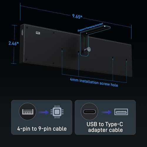 Image of 9.2 inch IPS Computer Secondary Screen for PC Case, 1920x462 USB Mini Monitor with Sensor Panel, Real-Time CPU /GPU /RAM Temperature Display, Support Dynamic Theme & Customizable for Gaming PC