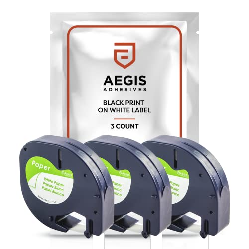 Aegis Adhesives - 3-Pack Label Tape Replacement DYMO LetraTag Refills 91330 | 1/2