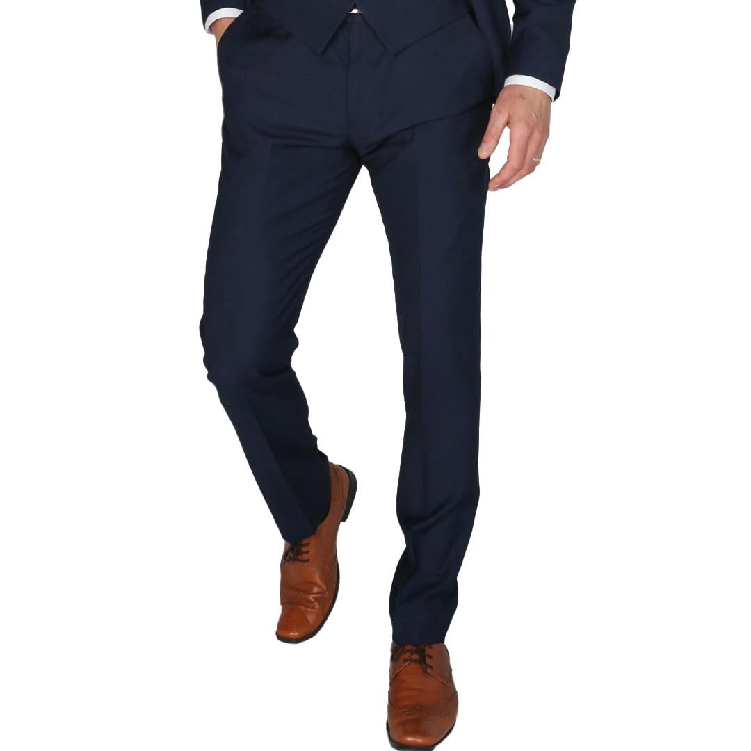 Paul Andrew Men's Navy-Trousers Mayfair- Plain Navy Trouser - Navy Size 44