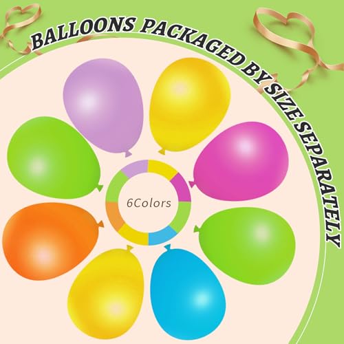 Image of 412pcs Summer Tropical Balloon Arch Garland Kit, Different Sizes 18 12 10 5inch Rainbow Hot Pink Green Orange Blue Purple Balloons for Hawaiian Luau Aloha Baby Shower Birthday Party Decorations