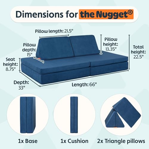 Image of Nugget - The Original Play Couch for Kids - Modular Foam Children's Sofa for Playroom, Imagination, & Creative Open Ended Play - Washable & Convertible Playroom Furniture, Blueridge
