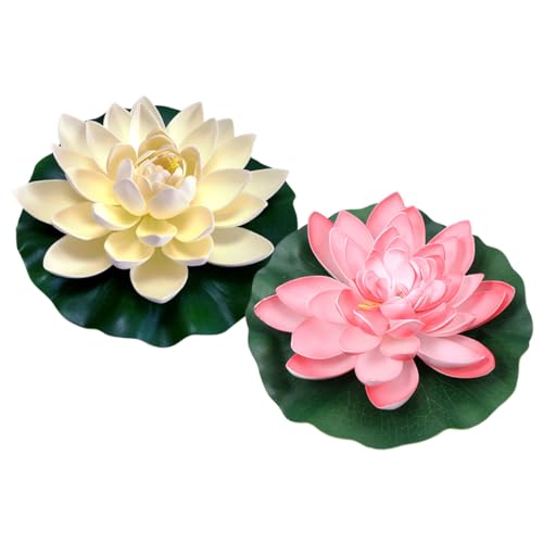 SHINEOFI Artificial Lotus Flowers 2pcs Set, 28cm Eva Floating Water