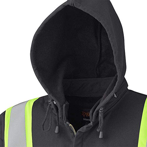 Pioneer High Visibility Flame Resistant Zip-Style Safety Hoodie With 2 Front Slash Pockets And Detachable Snap Hood, Heavyweight Cotton, Black, Unisex, 2Xl, V2570470U-2Xl #TOP3