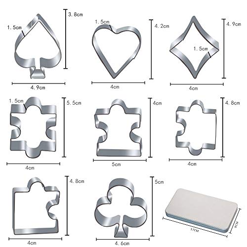 Surgehai Cookie Cutters Set, 8Pcs Poker & Puzzle Shapes Stainless Steel Metal Biscuit Molds Mini Cutters For Kitchen Baking #TOP1