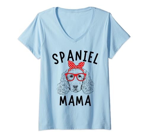 Spaniel Mama English Cocker Spaniel Dog Mom Mother's Day V-Neck T-Shirt