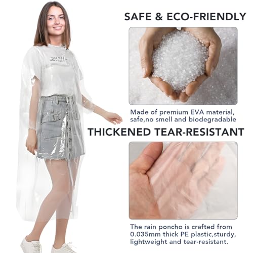 VOISEN Rain Ponchos for Adults,Ponchos Family Pack,16 Pack Ponchos Adult,Emergency Disposable Rain Ponchos,Clear2