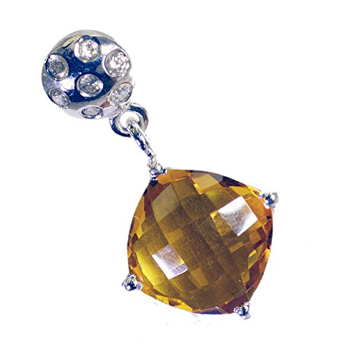 Pendentif citrine véritable argent 925 d'une brillance dôme haut de gamme