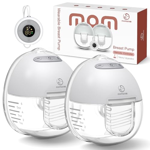 Image of Breast Pump Hands Free, Wearable Electric Breast Pump with Remote Controller, MomWills Portable Wireless Ultra Light Double Breast Pumps with 2 Modes & 9 Levels, Low Noise Breastfeeding Pump 24mm, S28