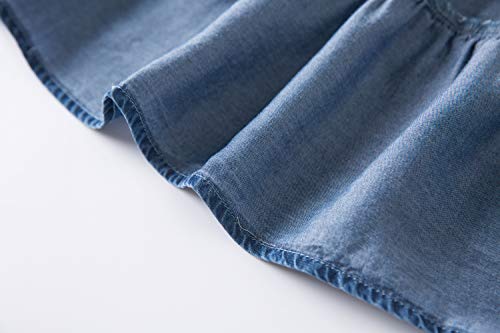 Tronjori Womens A Line Long Lightweight Tencel Denim Tiered Skirt With Multi Layers(M, Dk Blue Multi Layer) #TOP4