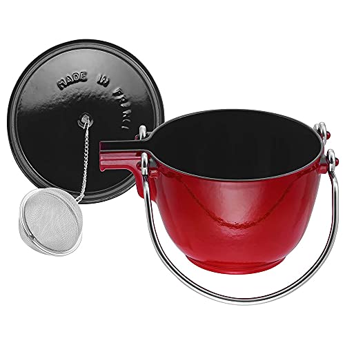 Staub Cast Iron 1-Qt Round Tea Kettle - Cherry, Made In France #TOP1