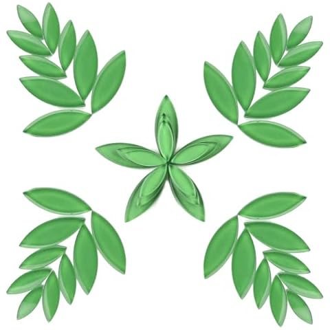 Youway Style Green Leaf Mosaic Tiles for Crafts Bulk,200g Petal Mosaic Glass Pieces,Flower Glass Tiles for DIY Garden Mosaic Making Cover