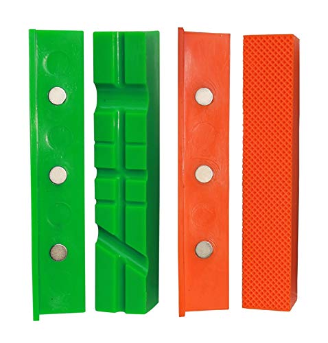 Mordazas protectoras para tornillo de banco | Grip & Bender 150 mm | Juego de 4 | Magnéticas | Mordazas protectoras de plástico TPU | Estas mordazas tensoras protegen tu pieza de trabajo | (158 mm)