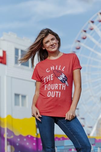 Womens Chill The Fourth Out T Shirt Funny Fourth of July Popsicle Joke Tee for Ladies Funny T Shirts Patriotic Tops for Women Women's Novelty Tees Red - XL